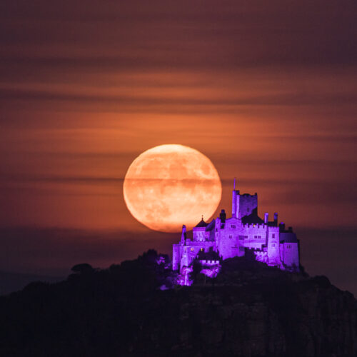 Harvest Moon Rising Over St Michaels Mount